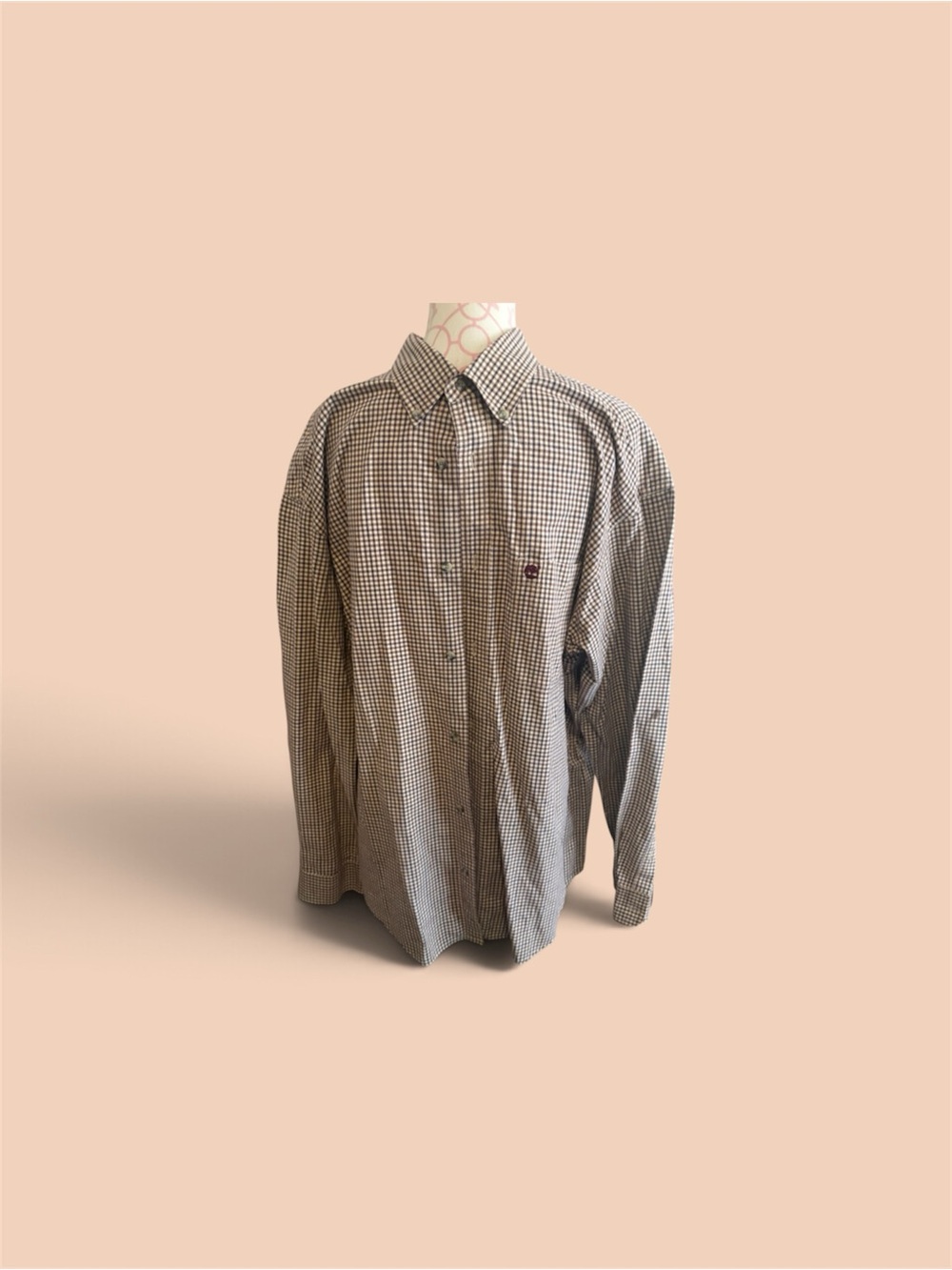 Timberland Brown and White Check Button-Down Shirt